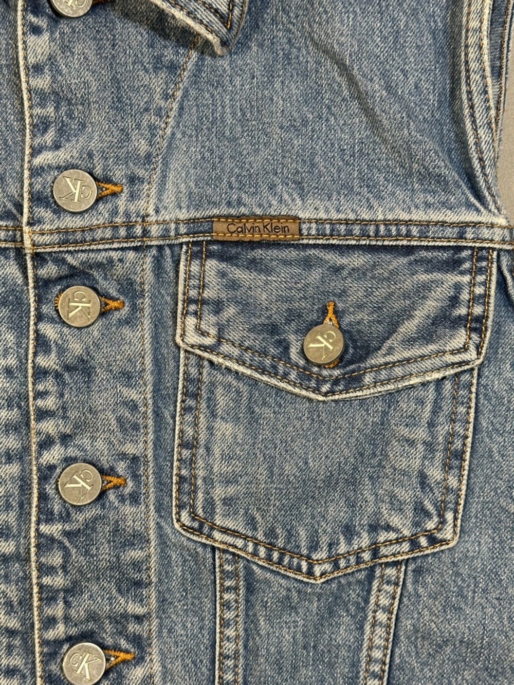 VINTAGE 90s CK Calvin Klein Denim Vest - Womens Medium (Fits Small) - Picture 5 of 13